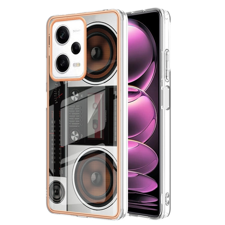 For Xiaomi Redmi Note 12 Pro 5G Global Electroplating Marble Dual-side IMD Phone Case(Retro Radio) - Xiaomi Cases by PMC TechLife | Online Shopping South Africa | PMC TechLife | Buy Now Pay Later Mobicred