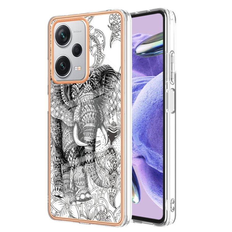 For Xiaomi Redmi Note 12 Pro+ Global Electroplating Marble Dual-side IMD Phone Case(Totem Elephant) - Xiaomi Cases by PMC TechLife | Online Shopping South Africa | PMC TechLife | Buy Now Pay Later Mobicred