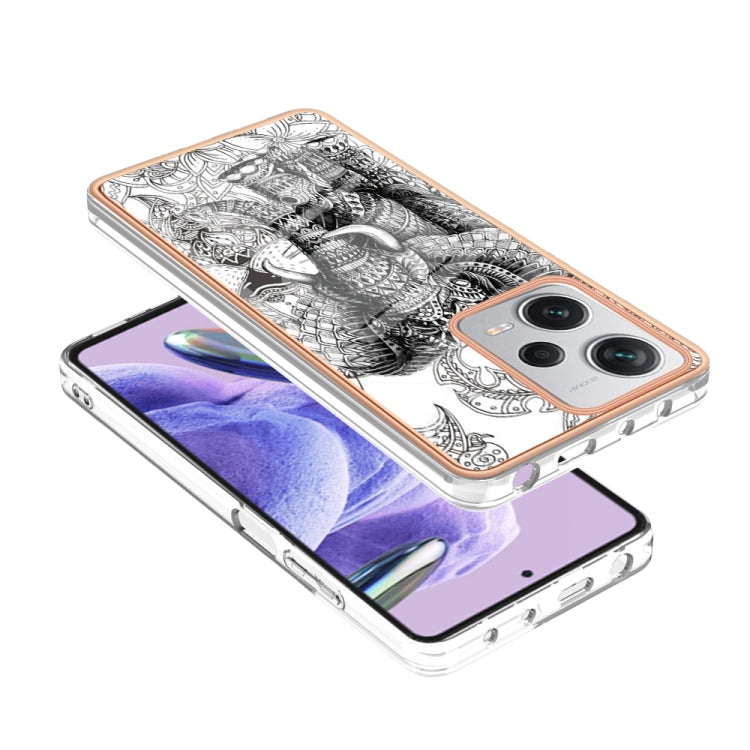 For Xiaomi Redmi Note 12 Pro+ Global Electroplating Marble Dual-side IMD Phone Case(Totem Elephant) - Xiaomi Cases by PMC TechLife | Online Shopping South Africa | PMC TechLife | Buy Now Pay Later Mobicred
