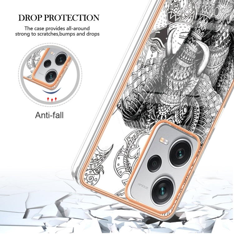 For Xiaomi Redmi Note 12 Pro+ Global Electroplating Marble Dual-side IMD Phone Case(Totem Elephant) - Xiaomi Cases by PMC TechLife | Online Shopping South Africa | PMC TechLife | Buy Now Pay Later Mobicred