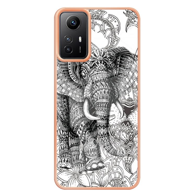 Xiaomi Redmi Note 12S 4G Electroplating Marble Dual-side IMD Phone Case(Totem Elephant) - Xiaomi Cases by PMC TechLife | Online Shopping South Africa | PMC TechLife | Buy Now Pay Later Mobicred