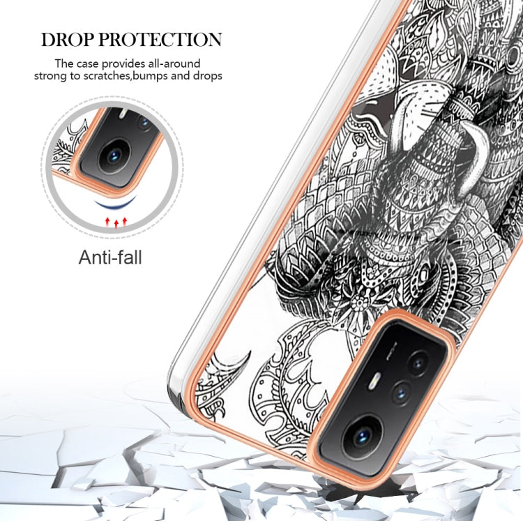Xiaomi Redmi Note 12S 4G Electroplating Marble Dual-side IMD Phone Case(Totem Elephant) - Xiaomi Cases by PMC TechLife | Online Shopping South Africa | PMC TechLife | Buy Now Pay Later Mobicred