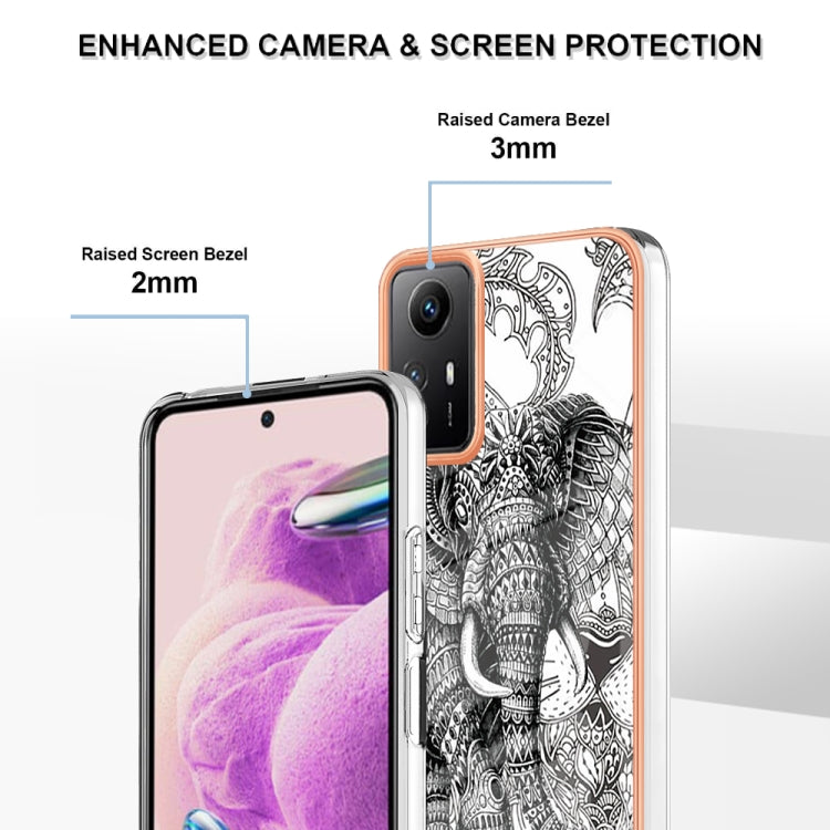 Xiaomi Redmi Note 12S 4G Electroplating Marble Dual-side IMD Phone Case(Totem Elephant) - Xiaomi Cases by PMC TechLife | Online Shopping South Africa | PMC TechLife | Buy Now Pay Later Mobicred