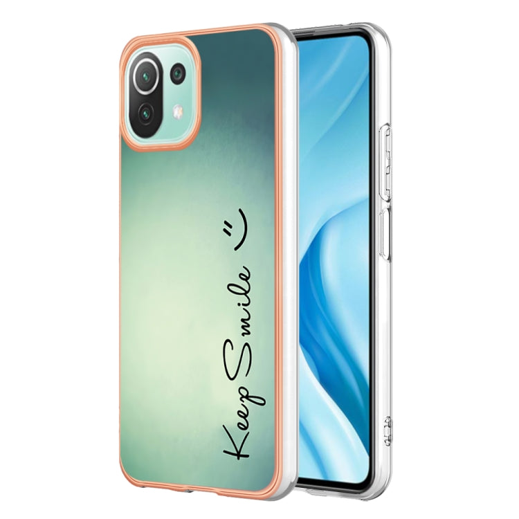 For Xiaomi 11 Lite Electroplating Marble Dual-side IMD Phone Case(Smile) - Xiaomi Cases by PMC TechLife | Online Shopping South Africa | PMC TechLife | Buy Now Pay Later Mobicred