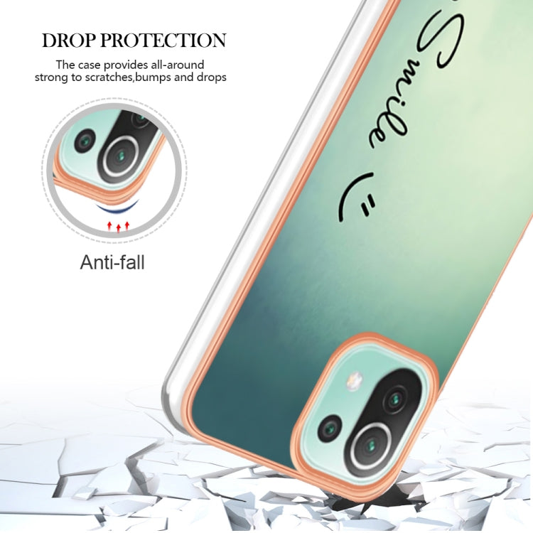 For Xiaomi 11 Lite Electroplating Marble Dual-side IMD Phone Case(Smile) - Xiaomi Cases by PMC TechLife | Online Shopping South Africa | PMC TechLife | Buy Now Pay Later Mobicred