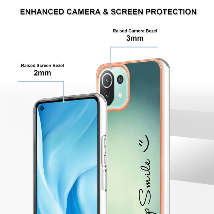 For Xiaomi 11 Lite Electroplating Marble Dual-side IMD Phone Case(Smile) - Xiaomi Cases by PMC TechLife | Online Shopping South Africa | PMC TechLife | Buy Now Pay Later Mobicred