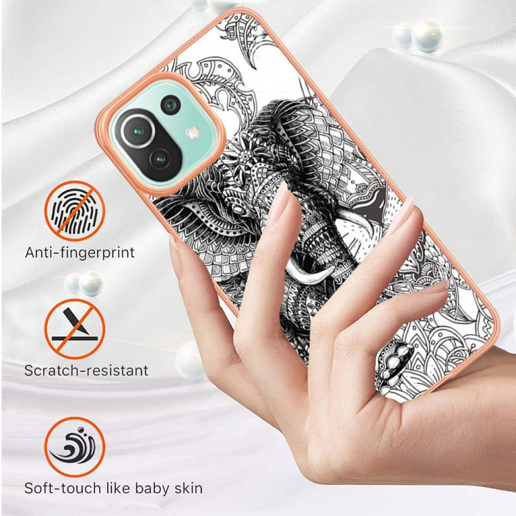 For Xiaomi 11 Lite Electroplating Marble Dual-side IMD Phone Case(Totem Elephant) - Xiaomi Cases by PMC TechLife | Online Shopping South Africa | PMC TechLife | Buy Now Pay Later Mobicred
