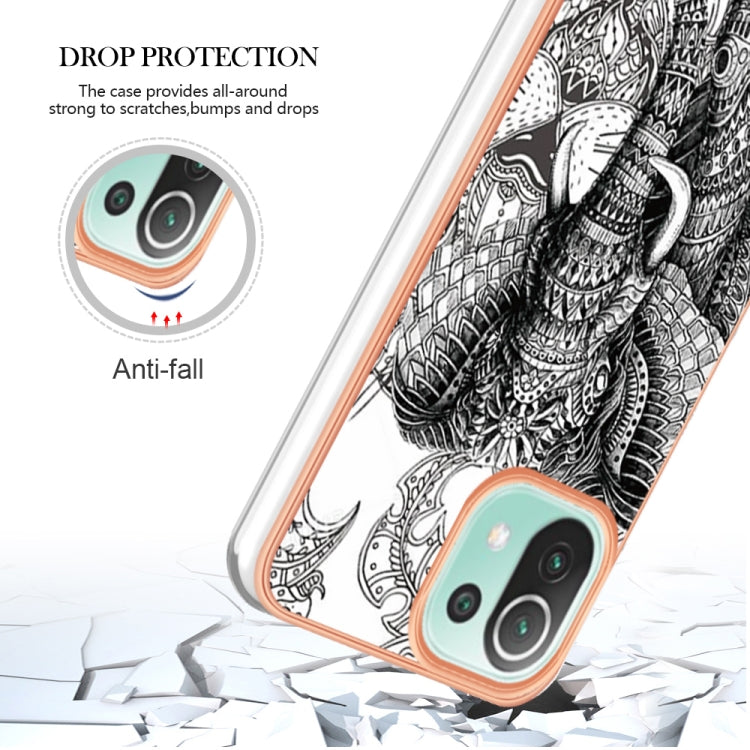 For Xiaomi 11 Lite Electroplating Marble Dual-side IMD Phone Case(Totem Elephant) - Xiaomi Cases by PMC TechLife | Online Shopping South Africa | PMC TechLife | Buy Now Pay Later Mobicred