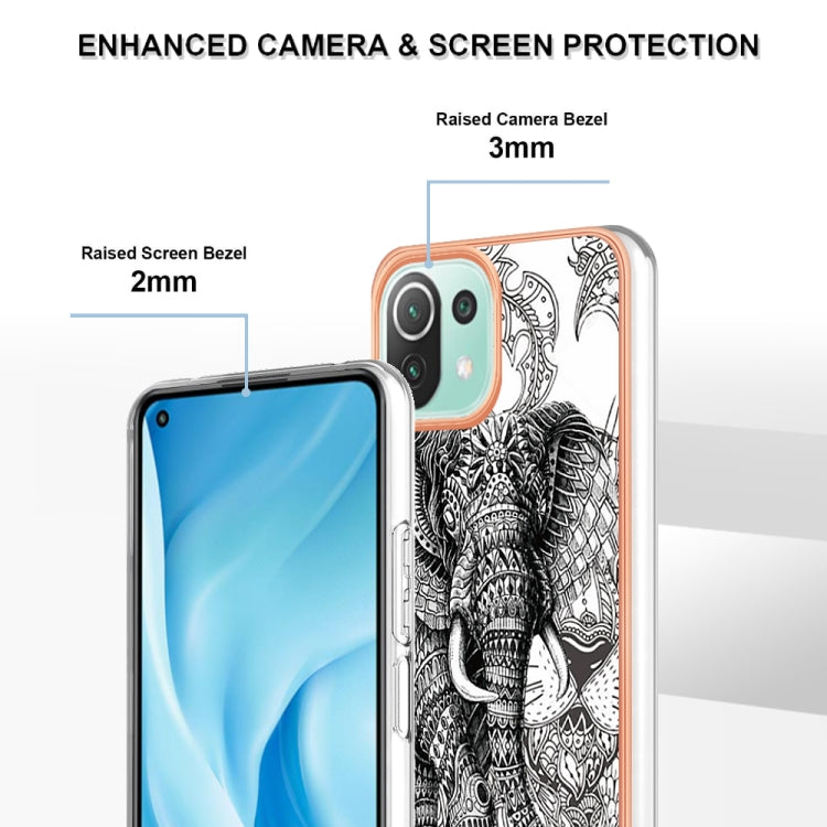 For Xiaomi 11 Lite Electroplating Marble Dual-side IMD Phone Case(Totem Elephant) - Xiaomi Cases by PMC TechLife | Online Shopping South Africa | PMC TechLife | Buy Now Pay Later Mobicred