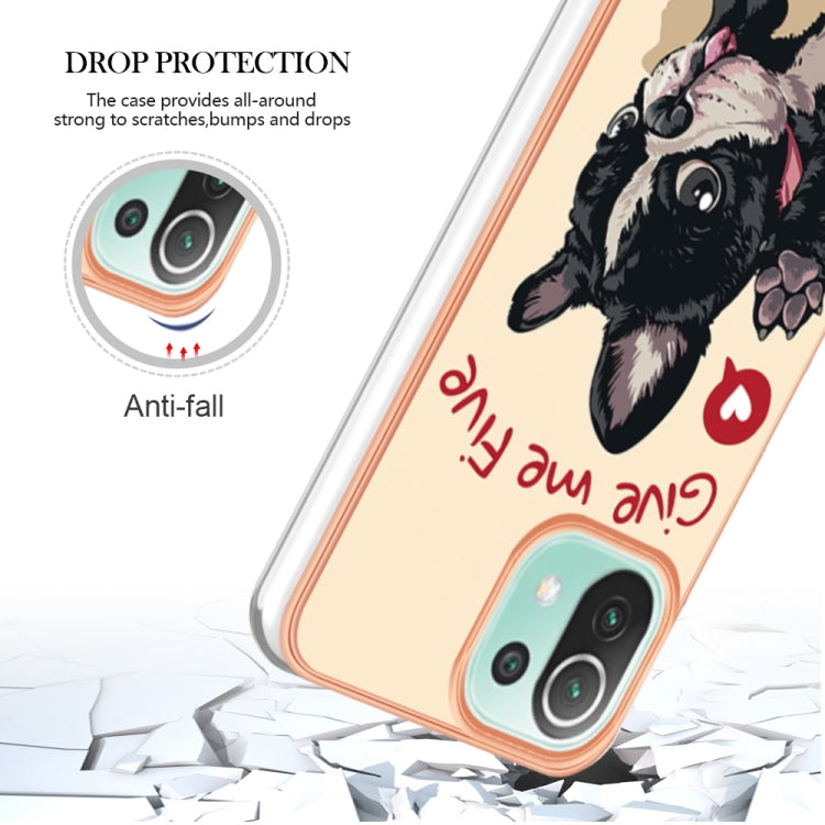 For Xiaomi 11 Lite Electroplating Marble Dual-side IMD Phone Case(Lucky Dog) - Xiaomi Cases by PMC TechLife | Online Shopping South Africa | PMC TechLife | Buy Now Pay Later Mobicred