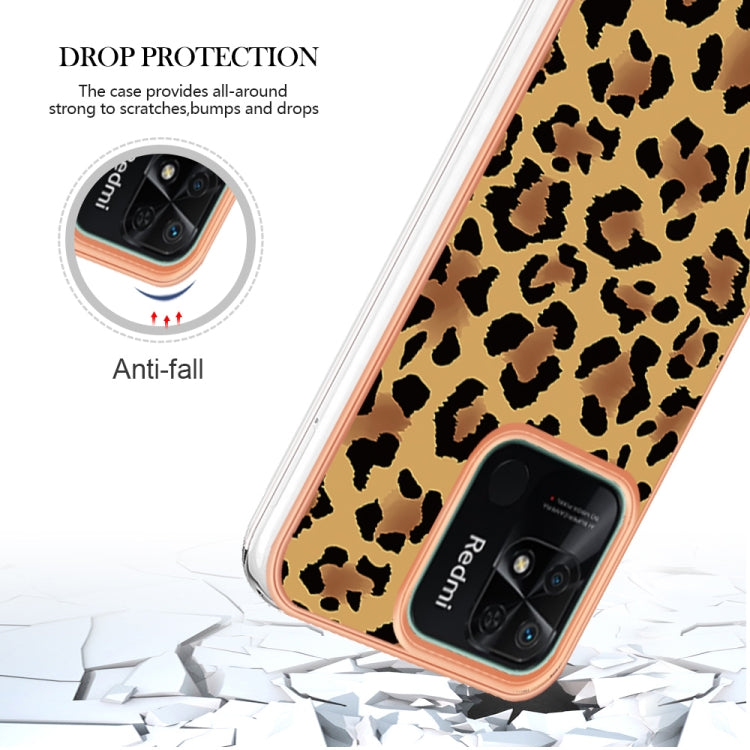 For Xiaomi Redmi 10C Electroplating Marble Dual-side IMD Phone Case(Leopard Print) - Xiaomi Cases by PMC TechLife | Online Shopping South Africa | PMC TechLife | Buy Now Pay Later Mobicred