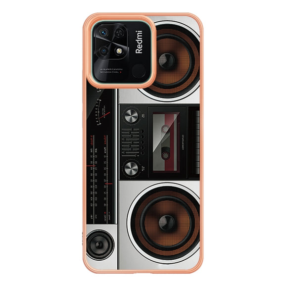 For Xiaomi Redmi 10C Electroplating Marble Dual-side IMD Phone Case(Retro Radio)