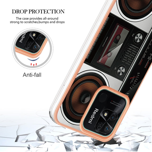 For Xiaomi Redmi 10C Electroplating Marble Dual-side IMD Phone Case(Retro Radio)