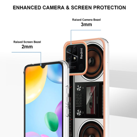 For Xiaomi Redmi 10C Electroplating Marble Dual-side IMD Phone Case(Retro Radio)