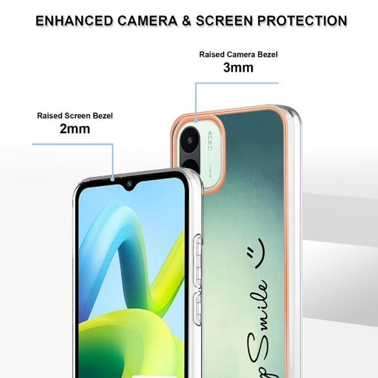 For Xiaomi Redmi A1 Electroplating Marble Dual-side IMD Phone Case(Smile) - Xiaomi Cases by PMC TechLife | Online Shopping South Africa | PMC TechLife | Buy Now Pay Later Mobicred
