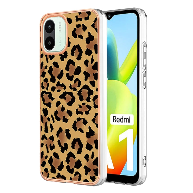 For Xiaomi Redmi A1 Electroplating Marble Dual-side IMD Phone Case(Leopard Print) - Xiaomi Cases by PMC TechLife | Online Shopping South Africa | PMC TechLife | Buy Now Pay Later Mobicred