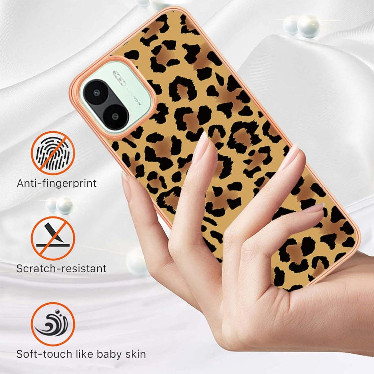 For Xiaomi Redmi A1 Electroplating Marble Dual-side IMD Phone Case(Leopard Print) - Xiaomi Cases by PMC TechLife | Online Shopping South Africa | PMC TechLife | Buy Now Pay Later Mobicred