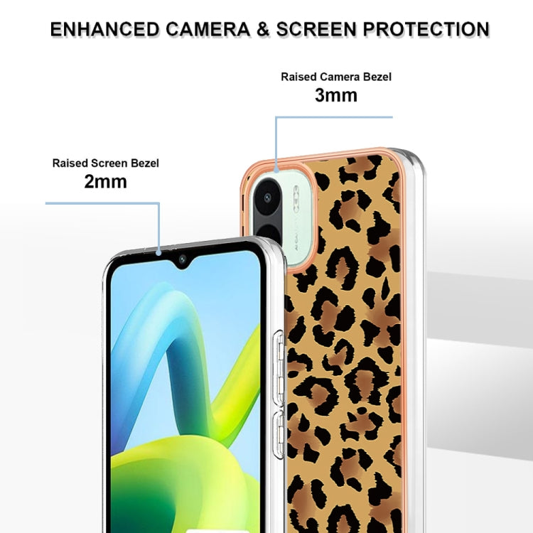 For Xiaomi Redmi A1 Electroplating Marble Dual-side IMD Phone Case(Leopard Print) - Xiaomi Cases by PMC TechLife | Online Shopping South Africa | PMC TechLife | Buy Now Pay Later Mobicred