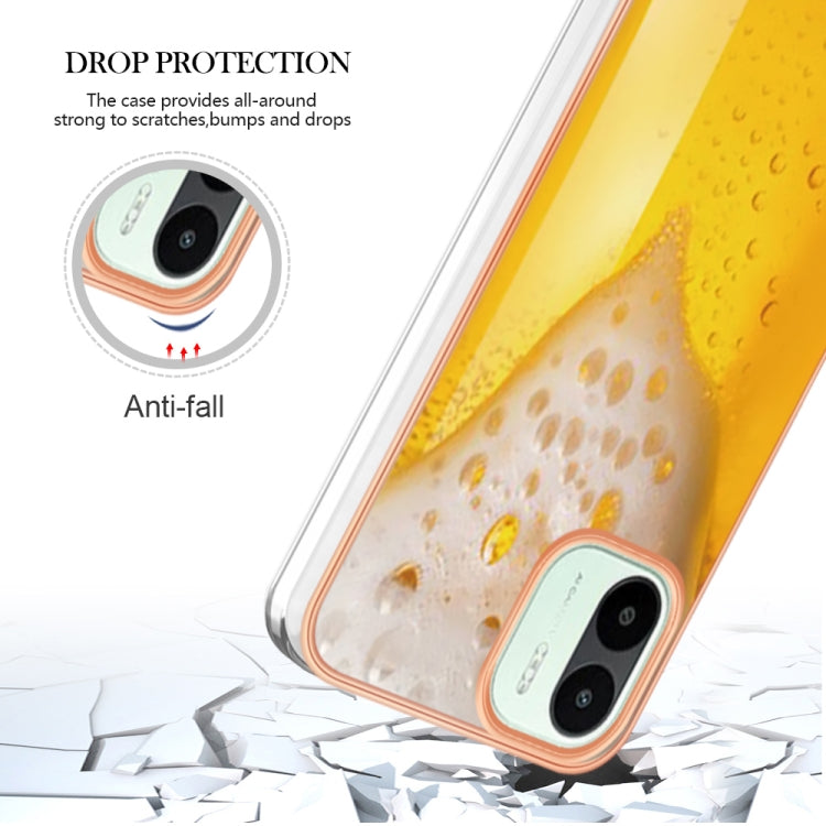 For Xiaomi Redmi A1 Electroplating Marble Dual-side IMD Phone Case(Draft Beer)