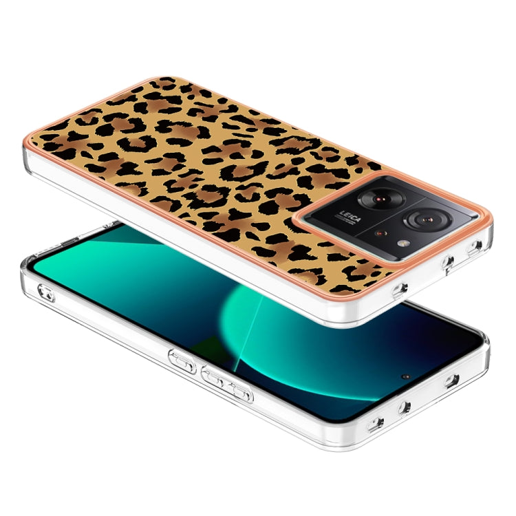 For Xiaomi 13T/13T Pro Electroplating Marble Dual-side IMD Phone Case(Leopard Print) - Xiaomi Cases by PMC TechLife | Online Shopping South Africa | PMC TechLife | Buy Now Pay Later Mobicred