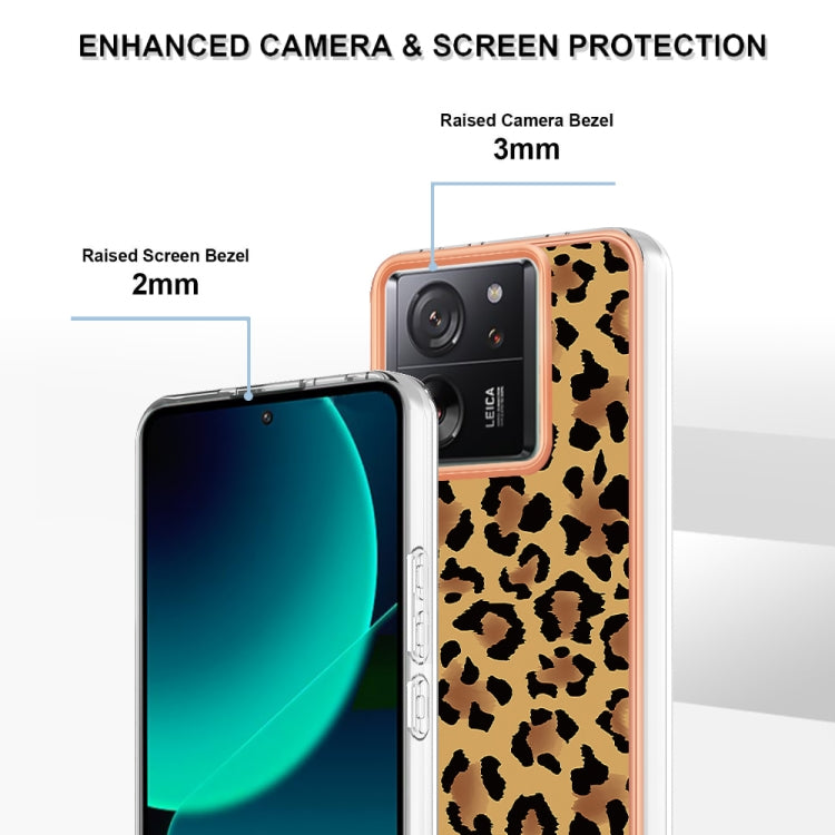 For Xiaomi 13T/13T Pro Electroplating Marble Dual-side IMD Phone Case(Leopard Print) - Xiaomi Cases by PMC TechLife | Online Shopping South Africa | PMC TechLife | Buy Now Pay Later Mobicred