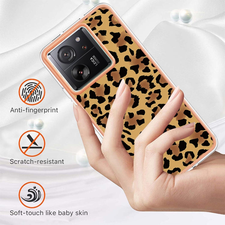 For Xiaomi 13T/13T Pro Electroplating Marble Dual-side IMD Phone Case(Leopard Print) - Xiaomi Cases by PMC TechLife | Online Shopping South Africa | PMC TechLife | Buy Now Pay Later Mobicred