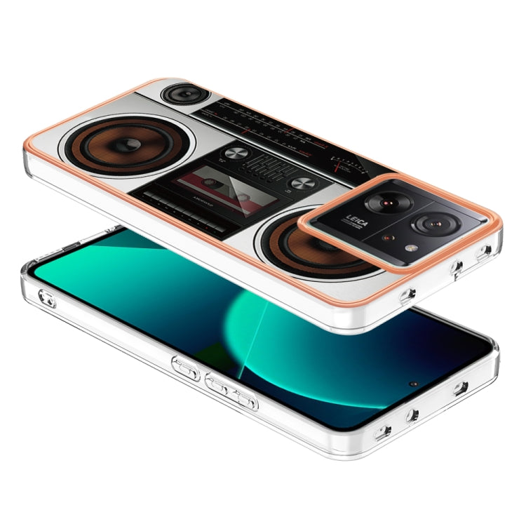 For Xiaomi 13T/13T Pro Electroplating Marble Dual-side IMD Phone Case(Retro Radio) - Xiaomi Cases by PMC TechLife | Online Shopping South Africa | PMC TechLife | Buy Now Pay Later Mobicred