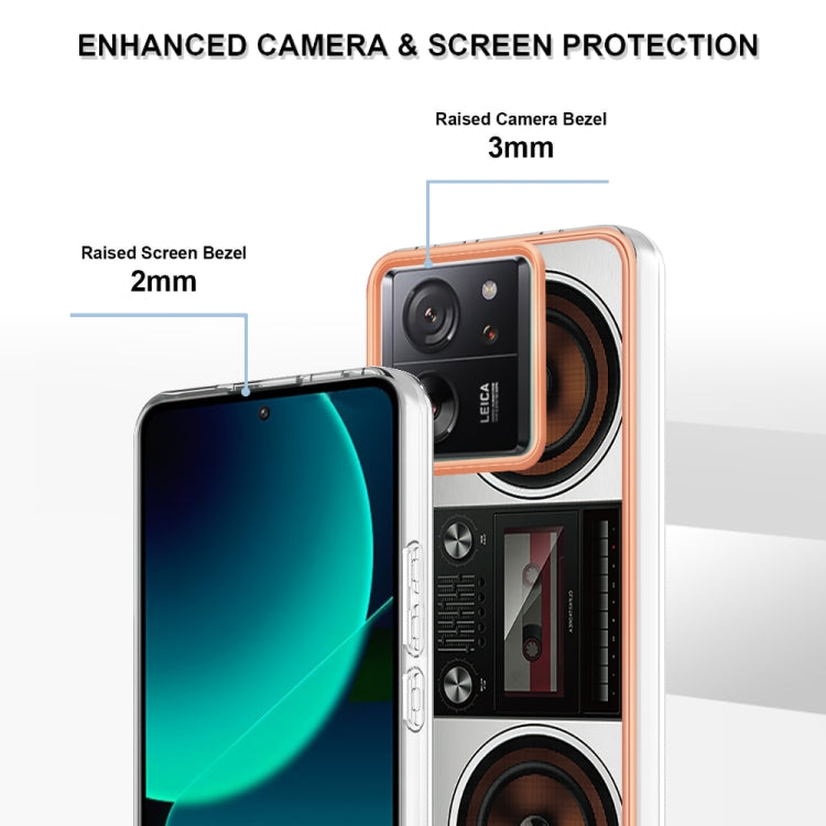 For Xiaomi 13T/13T Pro Electroplating Marble Dual-side IMD Phone Case(Retro Radio) - Xiaomi Cases by PMC TechLife | Online Shopping South Africa | PMC TechLife | Buy Now Pay Later Mobicred