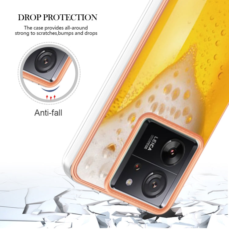 For Xiaomi 13T/13T Pro Electroplating Marble Dual-side IMD Phone Case(Draft Beer) - Xiaomi Cases by PMC TechLife | Online Shopping South Africa | PMC TechLife | Buy Now Pay Later Mobicred