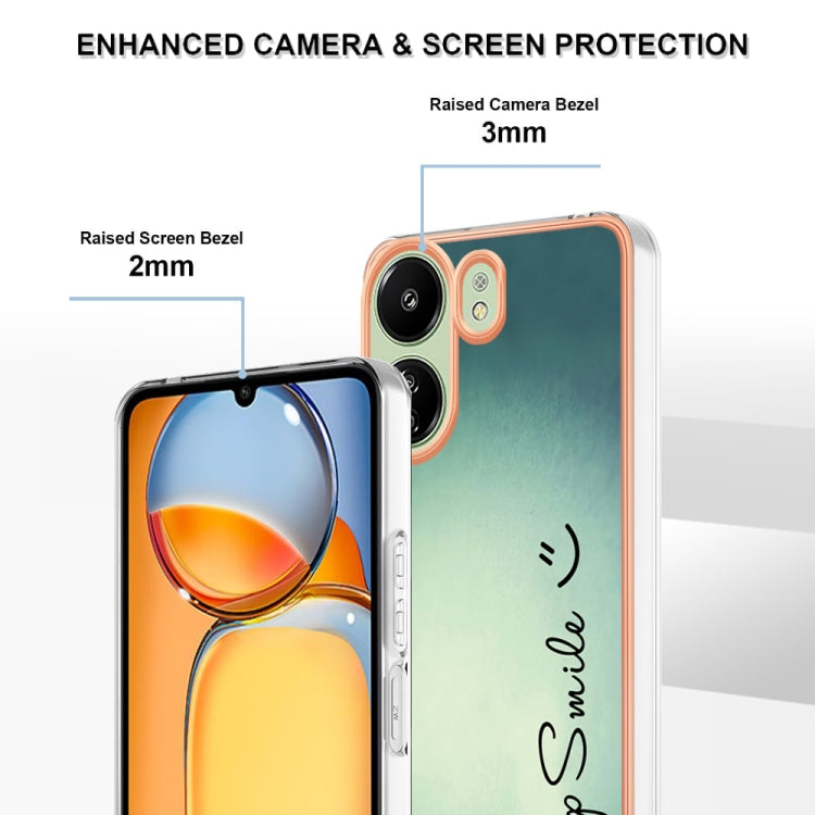 For Xiaomi Redmi 13C 4G Electroplating Marble Dual-side IMD Phone Case(Smile) - 13C Cases by PMC TechLife | Online Shopping South Africa | PMC TechLife | Buy Now Pay Later Mobicred