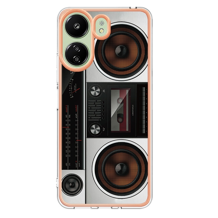 For Xiaomi Redmi 13C 4G Electroplating Marble Dual-side IMD Phone Case(Retro Radio)