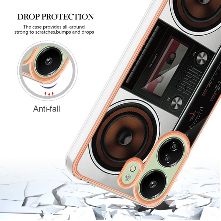 For Xiaomi Redmi 13C 4G Electroplating Marble Dual-side IMD Phone Case(Retro Radio) - free shipping - PMC TechLife - Order now!