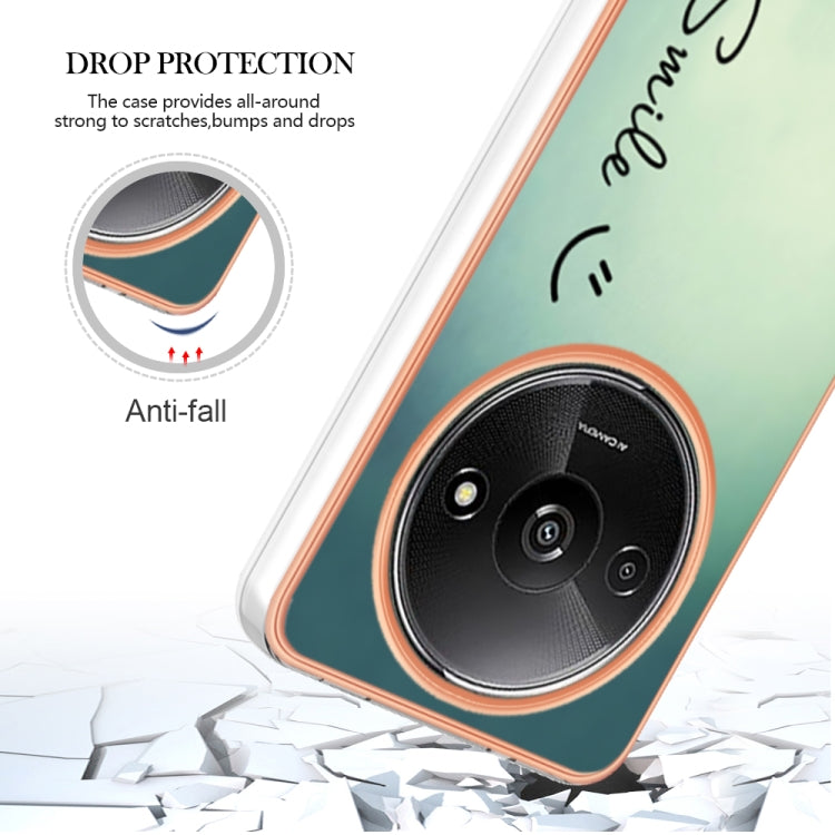 For Xiaomi Redmi A3 Electroplating Marble Dual-side IMD Phone Case(Smile) - Xiaomi Cases by PMC TechLife | Online Shopping South Africa | PMC TechLife | Buy Now Pay Later Mobicred