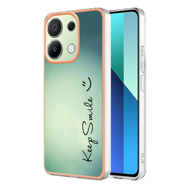 For Xiaomi Redmi Note 13 4G Global Electroplating Marble Dual-side IMD Phone Case(Smile) - Note 13 Cases by PMC TechLife | Online Shopping South Africa | PMC TechLife | Buy Now Pay Later Mobicred