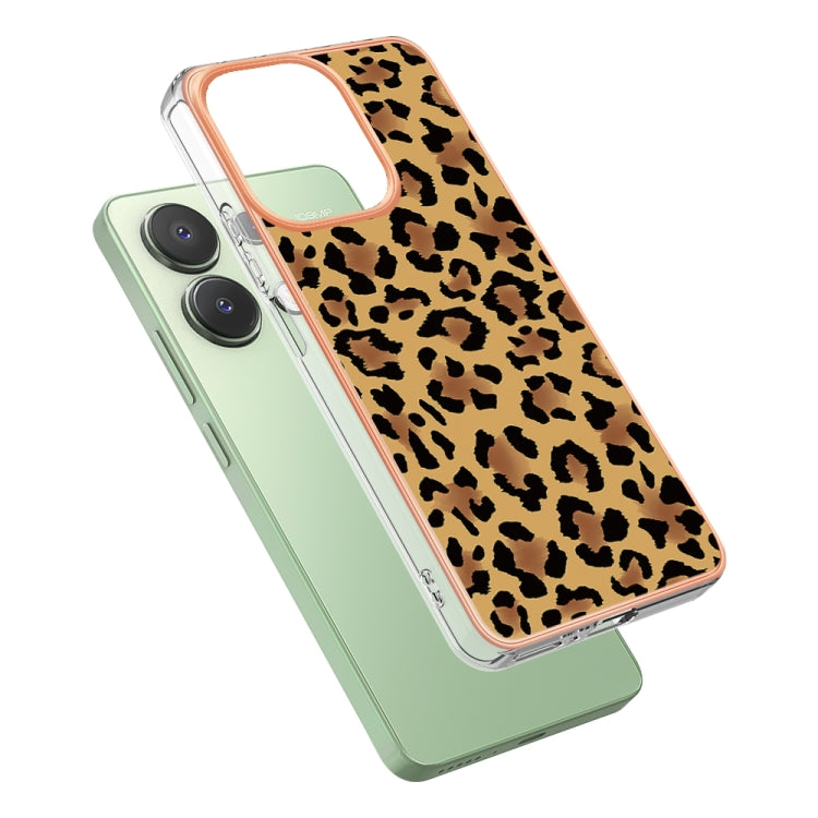 For Xiaomi Redmi Note 13 4G Global Electroplating Marble Dual-side IMD Phone Case(Leopard Print) - Note 13 Cases by PMC TechLife | Online Shopping South Africa | PMC TechLife | Buy Now Pay Later Mobicred