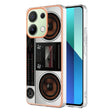 For Xiaomi Redmi Note 13 4G Global Electroplating Marble Dual-side IMD Phone Case(Retro Radio) - Note 13 Cases by PMC TechLife | Online Shopping South Africa | PMC TechLife | Buy Now Pay Later Mobicred