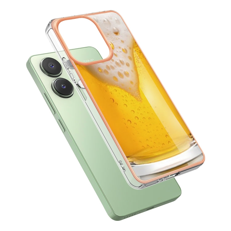 For Xiaomi Redmi Note 13 4G Global Electroplating Marble Dual-side IMD Phone Case(Draft Beer) - Note 13 Cases by PMC TechLife | Online Shopping South Africa | PMC TechLife | Buy Now Pay Later Mobicred