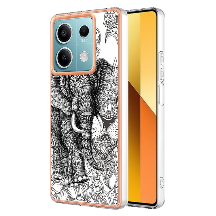 For Xiaomi Redmi Note 13 5G Electroplating Marble Dual-side IMD Phone Case(Totem Elephant) - Note 13 Cases by PMC TechLife | Online Shopping South Africa | PMC TechLife | Buy Now Pay Later Mobicred