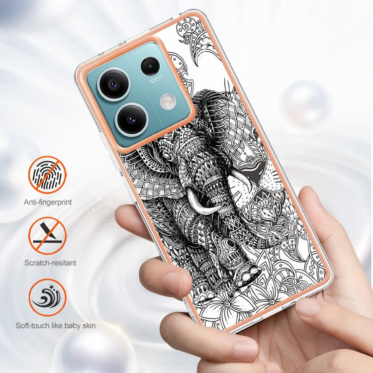 For Xiaomi Redmi Note 13 5G Electroplating Marble Dual-side IMD Phone Case(Totem Elephant) - Note 13 Cases by PMC TechLife | Online Shopping South Africa | PMC TechLife | Buy Now Pay Later Mobicred