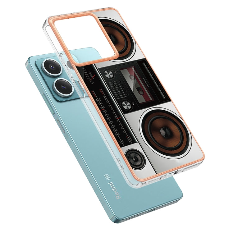 For Xiaomi Redmi Note 13 5G Electroplating Marble Dual-side IMD Phone Case(Retro Radio) - Note 13 Cases by PMC TechLife | Online Shopping South Africa | PMC TechLife | Buy Now Pay Later Mobicred