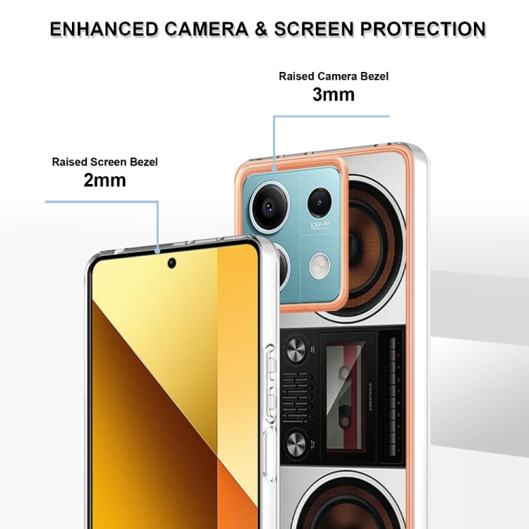 For Xiaomi Redmi Note 13 5G Electroplating Marble Dual-side IMD Phone Case(Retro Radio) - Note 13 Cases by PMC TechLife | Online Shopping South Africa | PMC TechLife | Buy Now Pay Later Mobicred