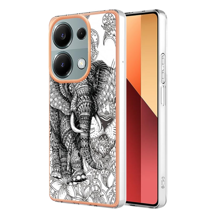 For Xiaomi Redmi Note 13 Pro 4G/Poco M6 Pro 4G Electroplating Marble Dual-side IMD Phone Case(Totem Elephant) - Note 13 Pro Cases by PMC TechLife | Online Shopping South Africa | PMC TechLife | Buy Now Pay Later Mobicred