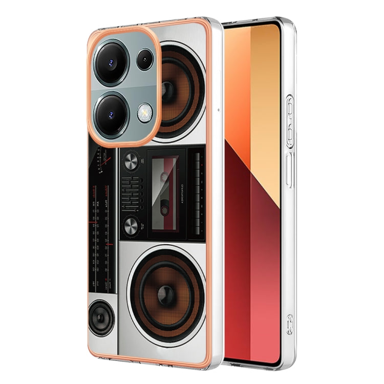 For Xiaomi Redmi Note 13 Pro 4G/Poco M6 Pro 4G Electroplating Marble Dual-side IMD Phone Case(Retro Radio) - Note 13 Pro Cases by PMC TechLife | Online Shopping South Africa | PMC TechLife | Buy Now Pay Later Mobicred