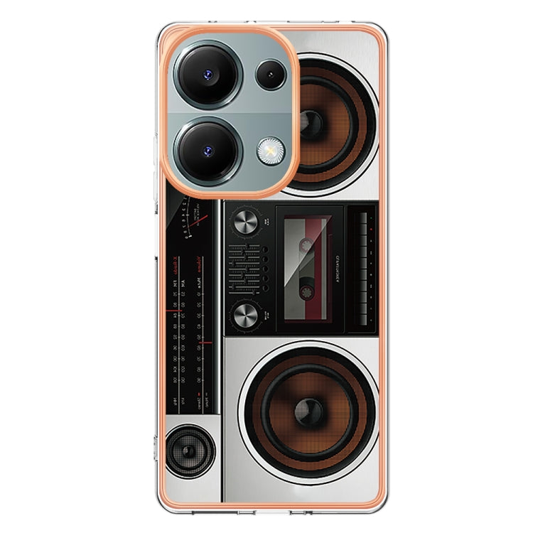 For Xiaomi Redmi Note 13 Pro 4G/Poco M6 Pro 4G Electroplating Marble Dual-side IMD Phone Case(Retro Radio) - Note 13 Pro Cases by PMC TechLife | Online Shopping South Africa | PMC TechLife | Buy Now Pay Later Mobicred