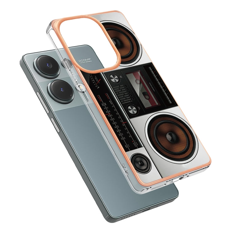 For Xiaomi Redmi Note 13 Pro 4G/Poco M6 Pro 4G Electroplating Marble Dual-side IMD Phone Case(Retro Radio) - Note 13 Pro Cases by PMC TechLife | Online Shopping South Africa | PMC TechLife | Buy Now Pay Later Mobicred