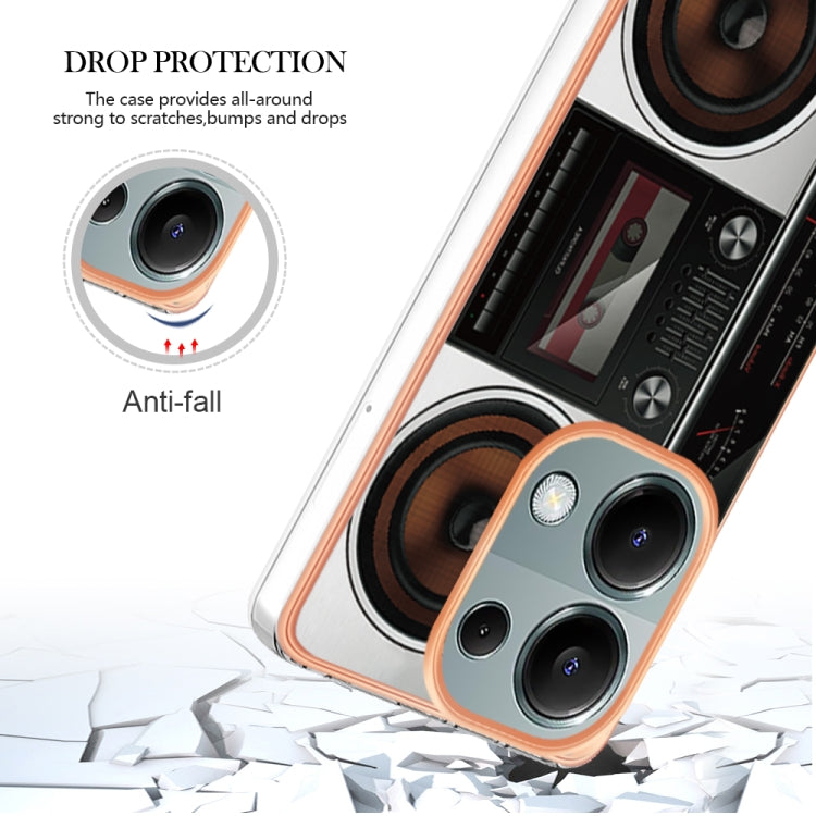 For Xiaomi Redmi Note 13 Pro 4G/Poco M6 Pro 4G Electroplating Marble Dual-side IMD Phone Case(Retro Radio) - Note 13 Pro Cases by PMC TechLife | Online Shopping South Africa | PMC TechLife | Buy Now Pay Later Mobicred