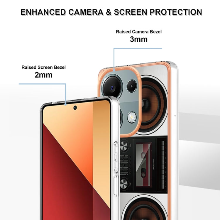 For Xiaomi Redmi Note 13 Pro 4G/Poco M6 Pro 4G Electroplating Marble Dual-side IMD Phone Case(Retro Radio) - Note 13 Pro Cases by PMC TechLife | Online Shopping South Africa | PMC TechLife | Buy Now Pay Later Mobicred
