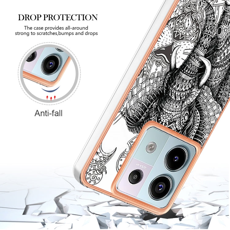 For Xiaomi Redmi Note 13 Pro 5G Global Electroplating Marble Dual-side IMD Phone Case(Totem Elephant) - Note 13 Pro Cases by PMC TechLife | Online Shopping South Africa | PMC TechLife | Buy Now Pay Later Mobicred