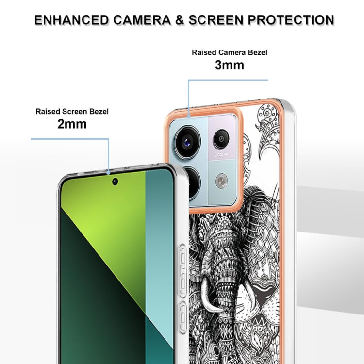 For Xiaomi Redmi Note 13 Pro 5G Global Electroplating Marble Dual-side IMD Phone Case(Totem Elephant) - Note 13 Pro Cases by PMC TechLife | Online Shopping South Africa | PMC TechLife | Buy Now Pay Later Mobicred