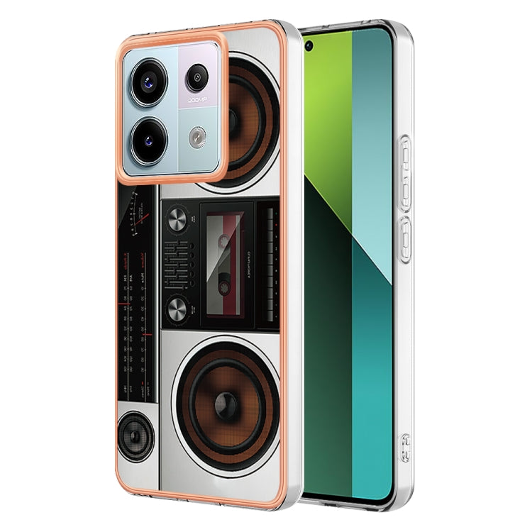 For Xiaomi Redmi Note 13 Pro 5G Global Electroplating Marble Dual-side IMD Phone Case(Retro Radio) - Note 13 Pro Cases by PMC TechLife | Online Shopping South Africa | PMC TechLife | Buy Now Pay Later Mobicred